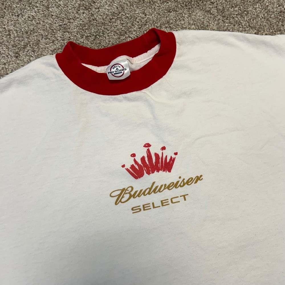 Vintage y2k Budweiser Select Ringer Tshirt Men Size XL Delta Cotton STAIN*